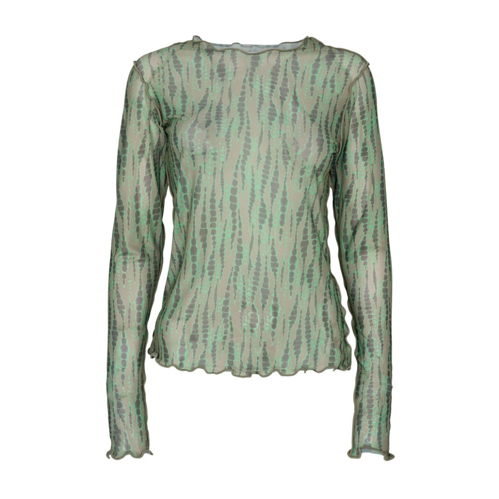 Dame Mesh Top 24086   Army Green Tie Dye fra Liberté
