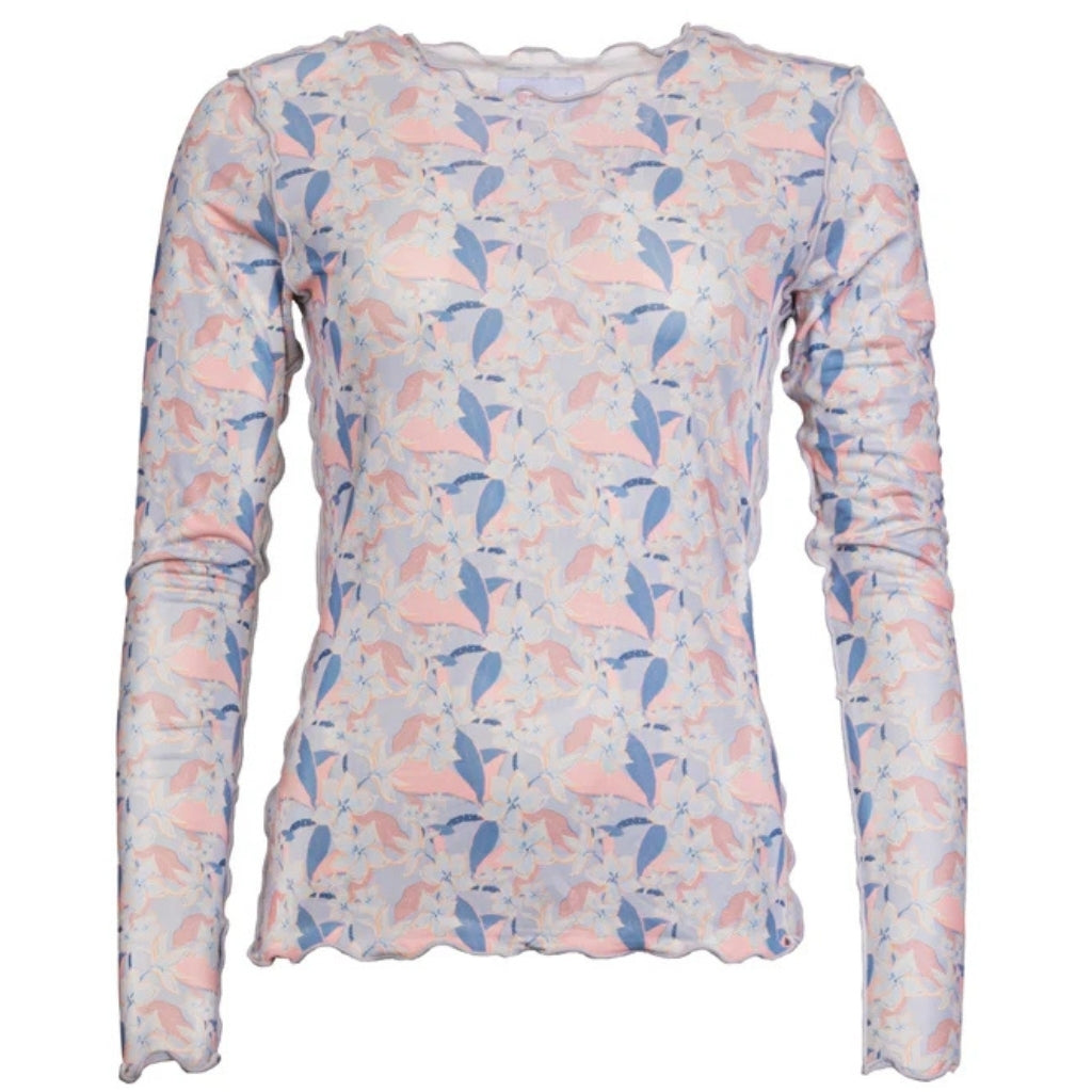 Dame Mesh Top 24086   Light Blue Rose Leaf fra Liberté