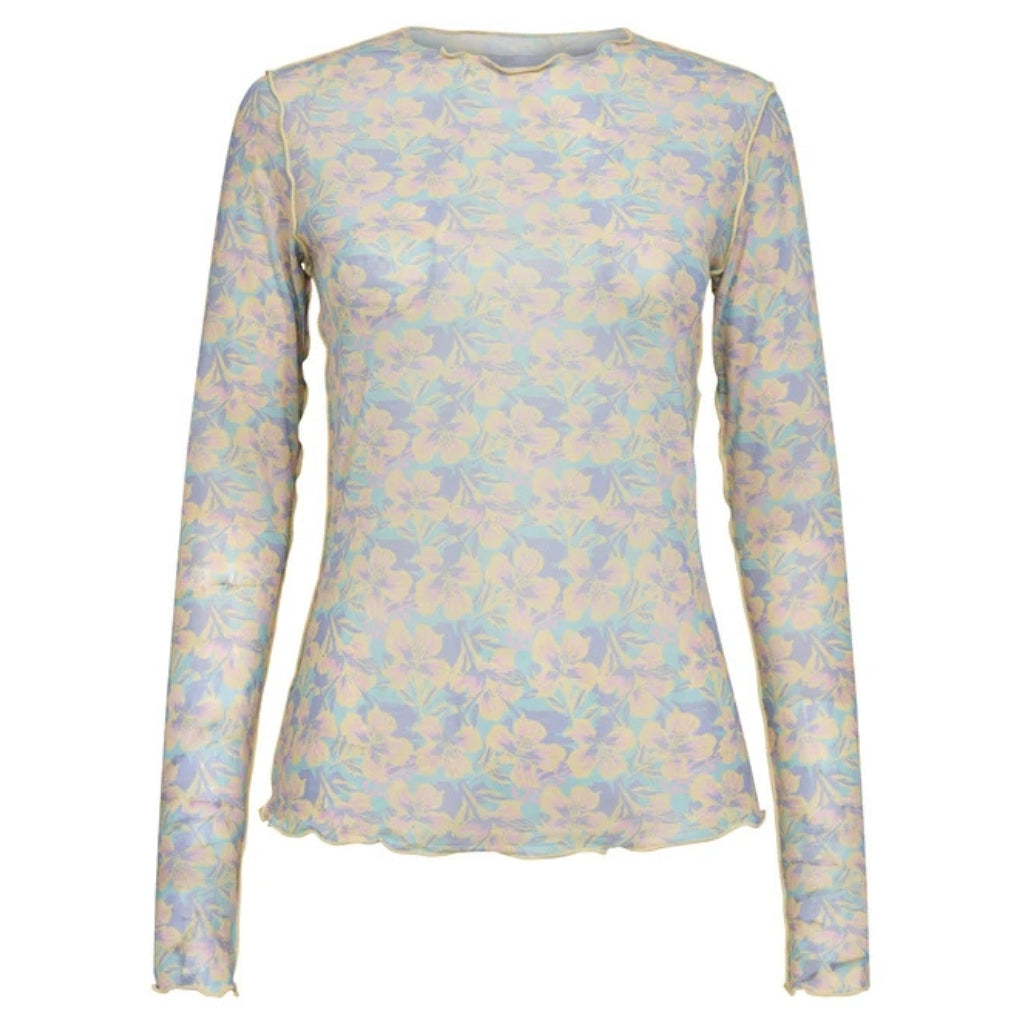 Dame Mesh Top 24086   Pastel Yellow Flower fra Liberté