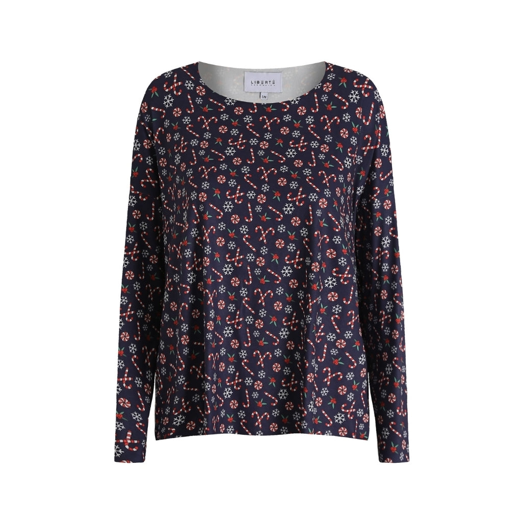 Dame Top Alma 9504 Candycane Navy fra Liberté