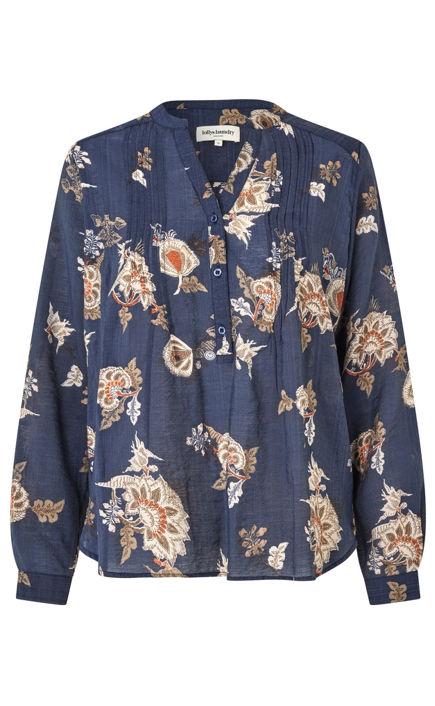 Skjorte   Helena   Dark Blue fra Lollys Laundry