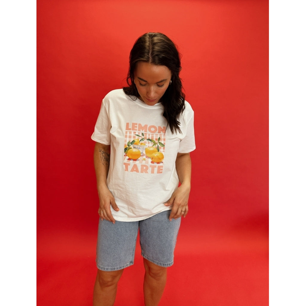 Dame T Shirt Lunora 0588   Offwhite Lemon fra Lululia