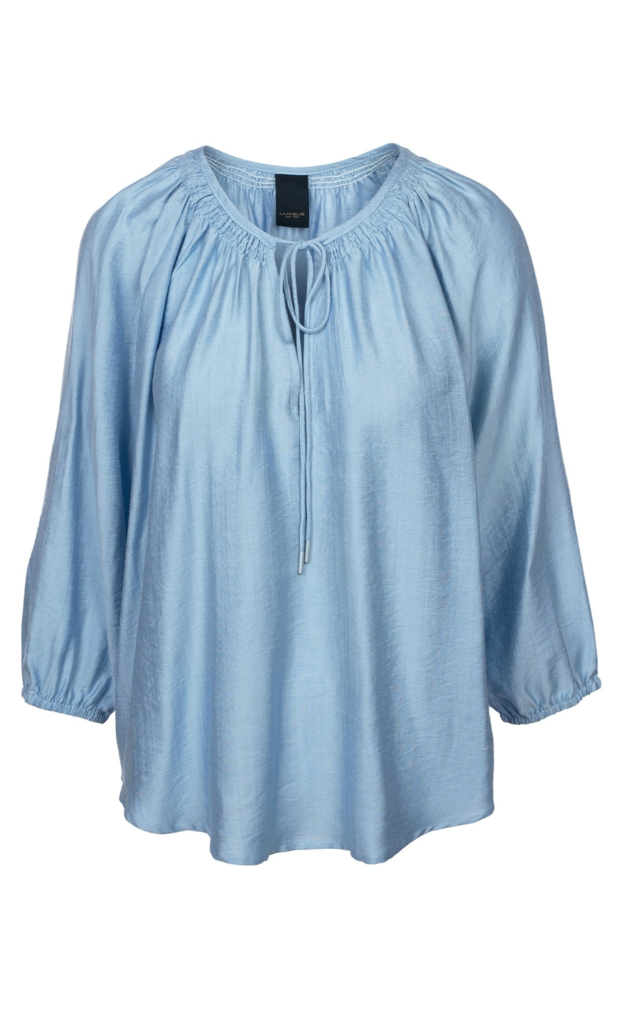 Bluse   Cici   Chambray Blue fra Luxzuz