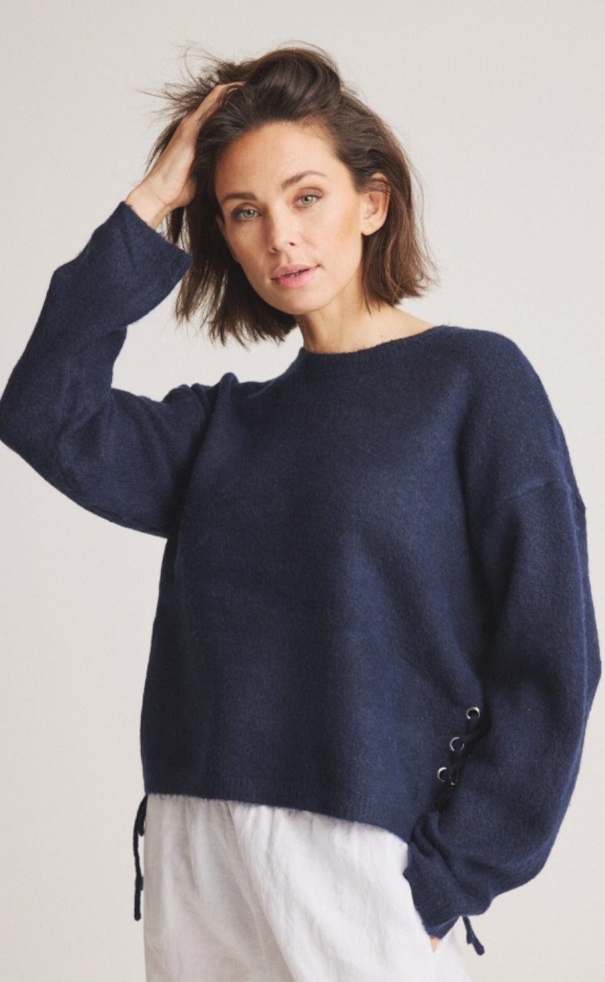 Striktrøje   Albertine   Navy Blue fra Luxzuz