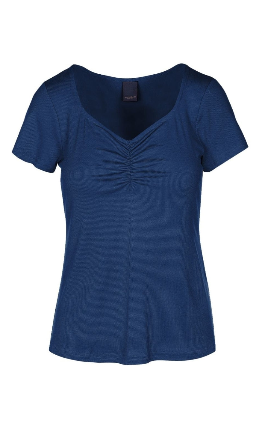 T Shirt   Klaudine   Navy Blue fra Luxzuz