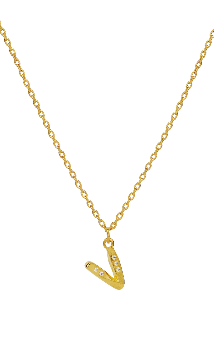 Halskæde   V Alphabet   Gold Colour fra Maanesten
