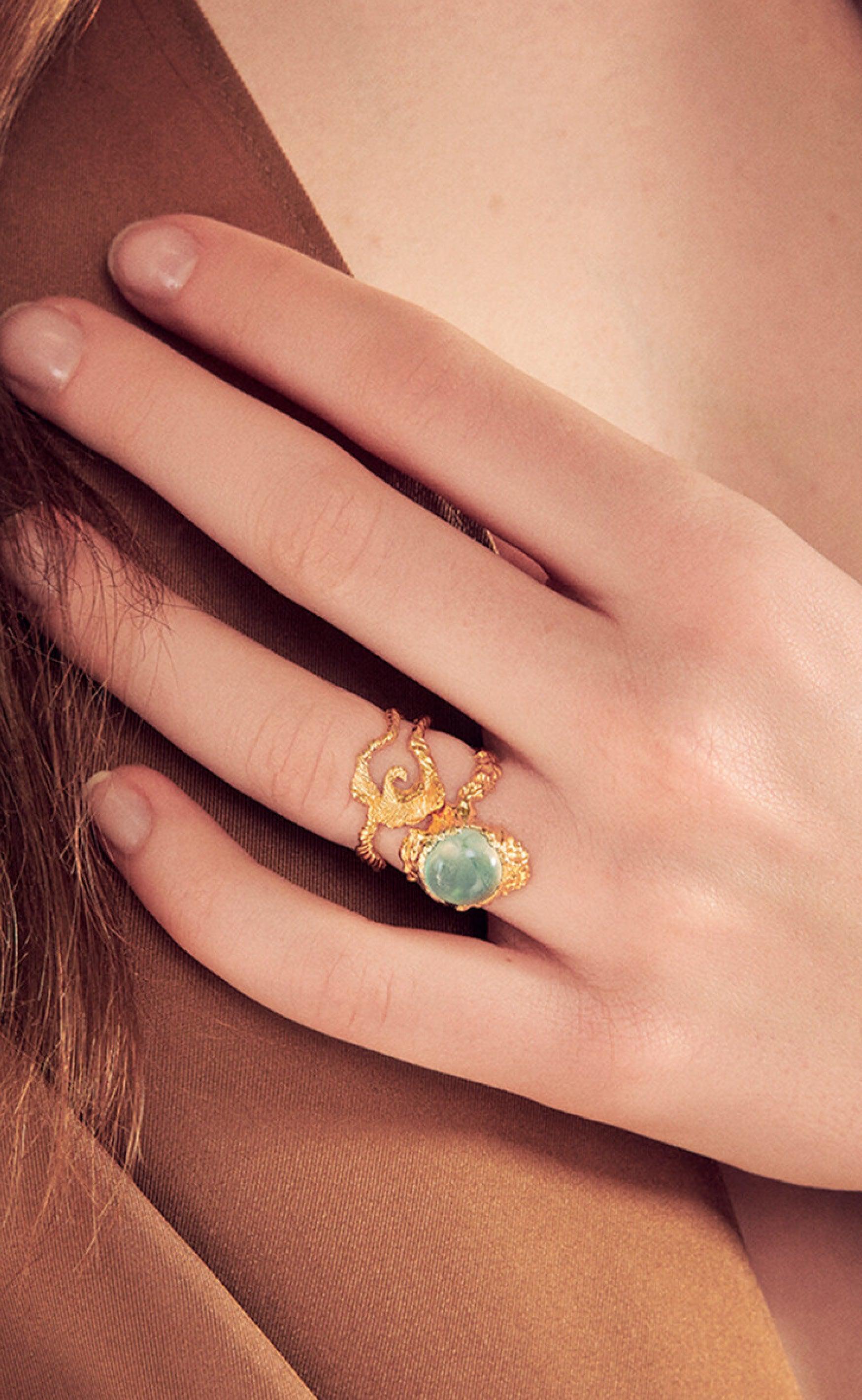 Ring   Gudinde   Prehnit Colour fra Maanesten