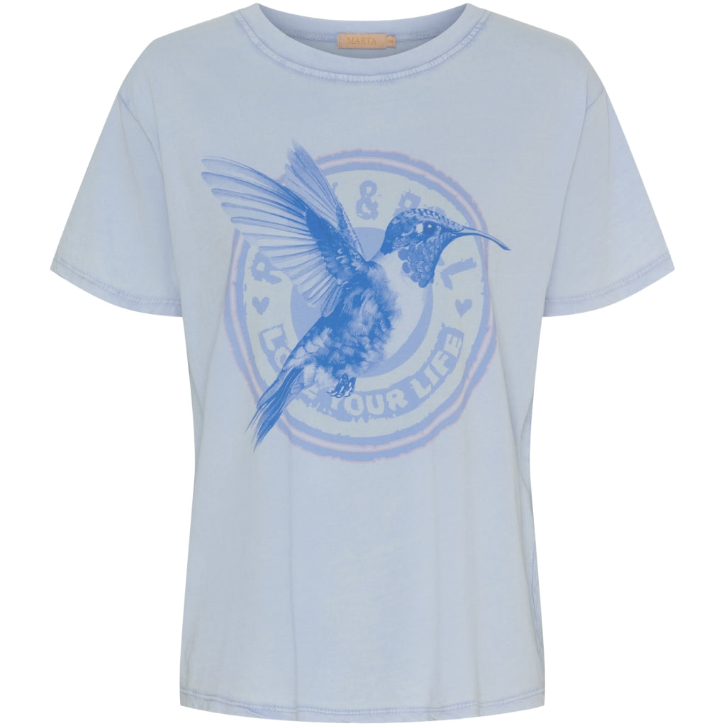 Dame T Shirt Mdcinge Blue Dark Blue Hummingbird fra Marta Du Chateau