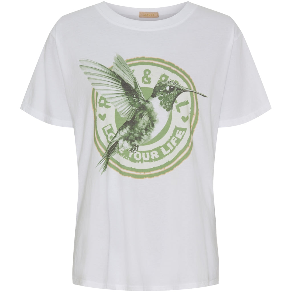 Dame T Shirt Mdcinge White Millitary Hummingbird fra Marta Du Chateau