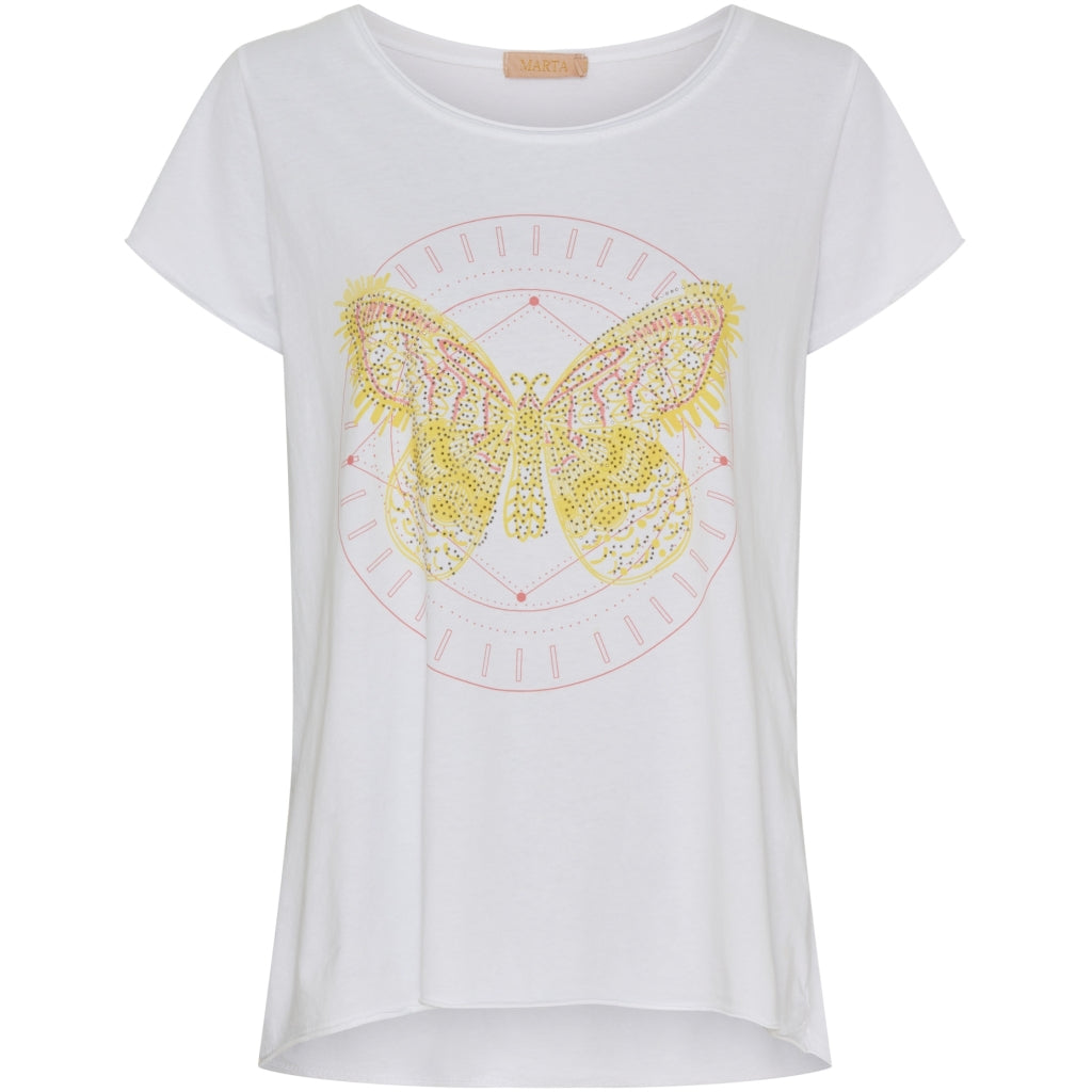 Dame T Shirt Mdcmarie 1535   Yellow Butterfly fra Marta Du Chateau