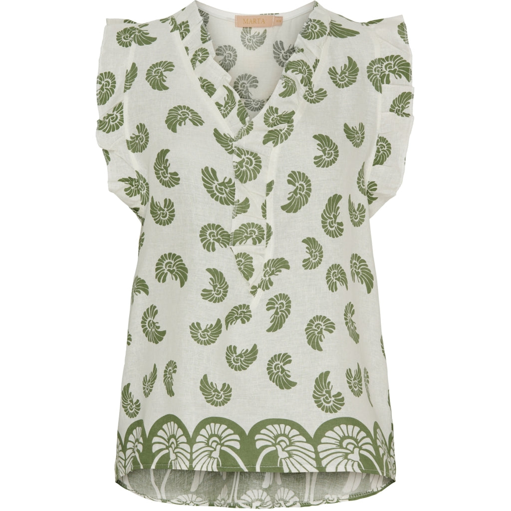 Dame Top Mdcelke   White Military fra Marta Du Chateau