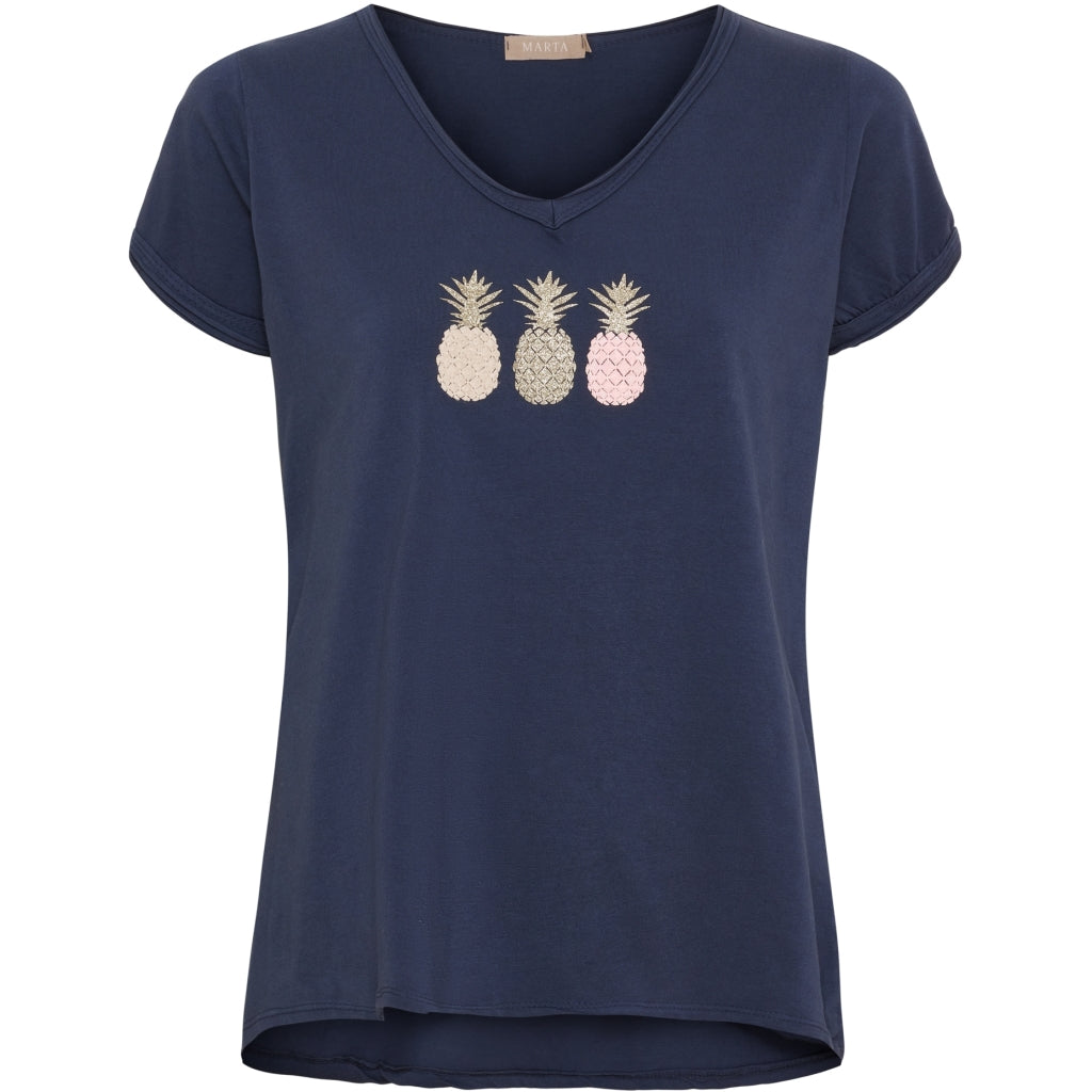 Dame T Shirt Mdcgemma 22031 Dark Blue fra Marta Du Chateau