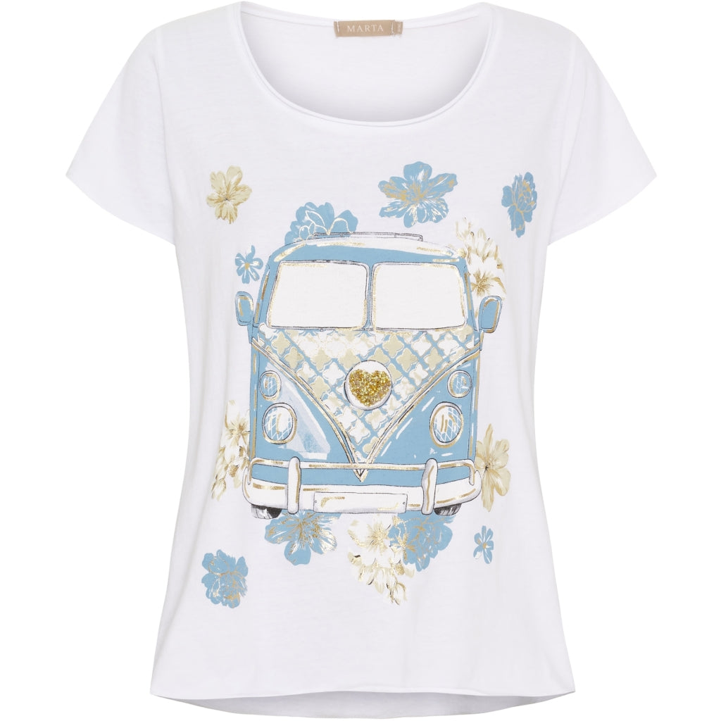 Dame T Shirt Mdcmarie 1535 White Vw Celeste fra Marta Du Chateau