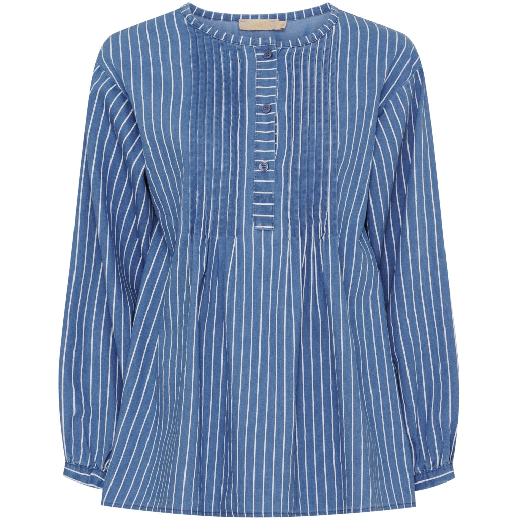 Dame Bluse Mdceulalie 258008   Medium Blue fra Marta Du Chateau