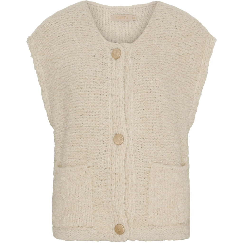 Dame Strik Vest Mdcaura 5172 Beige fra Marta Du Chateau