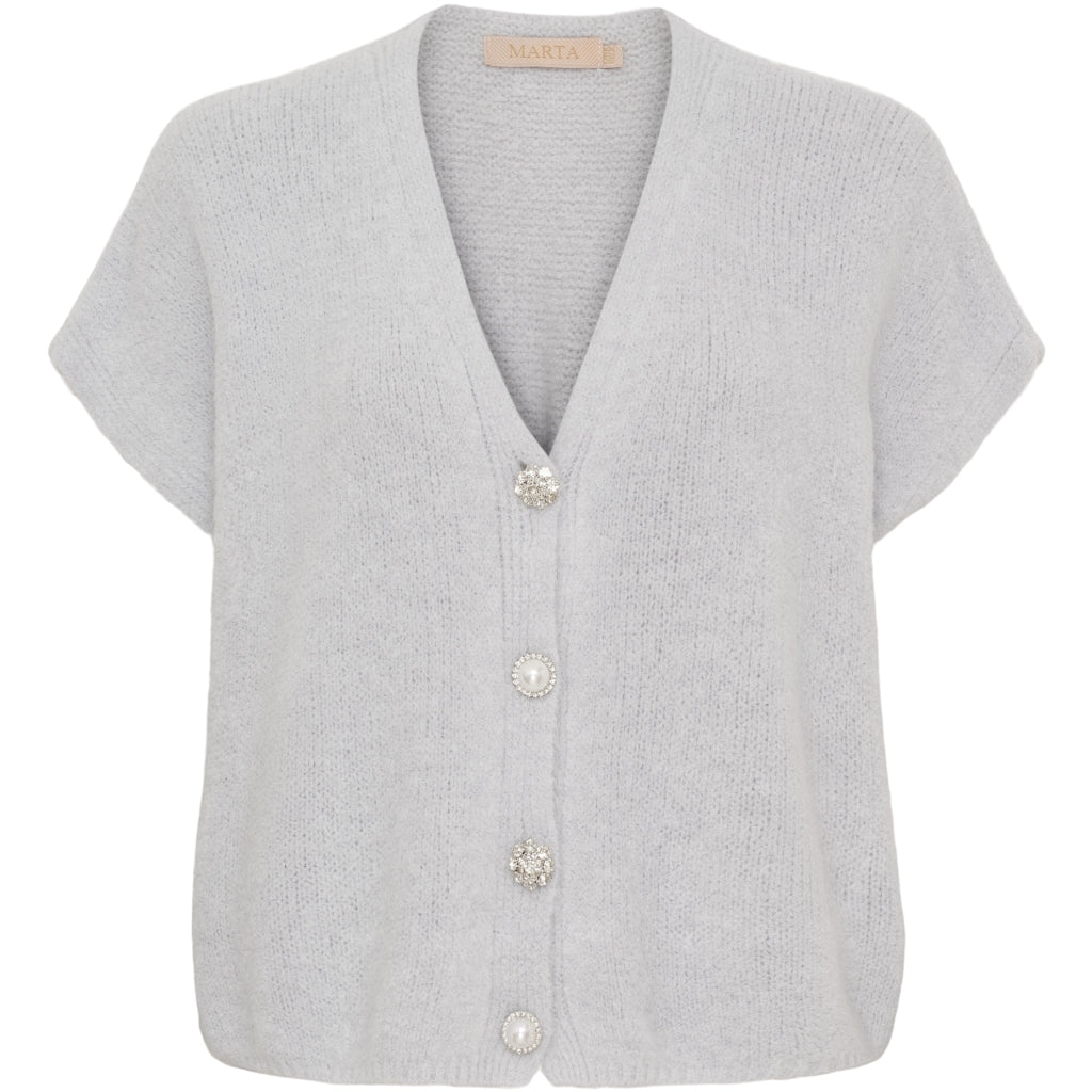 Dame Strik Vest Mdccassia 24002   Light Grey fra Marta Du Chateau