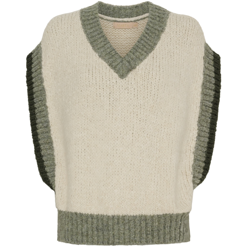 Dame Strik Vest Mdcmie 3371 Beige Kaki fra Marta Du Chateau