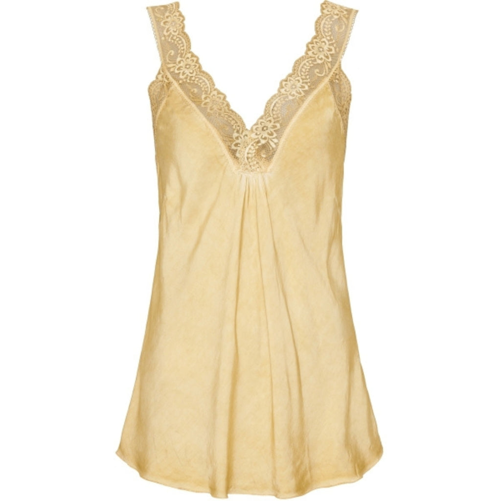 Dame Top Med Blondekant 21336   Senape fra Marta Du Chateau