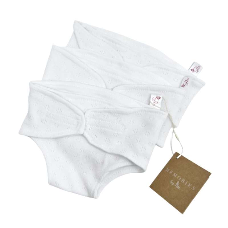Dukketilbehør   43 46 Cm.   3 Pak Stofbleer Til Dukke   Hvid fra Memories By Asã­