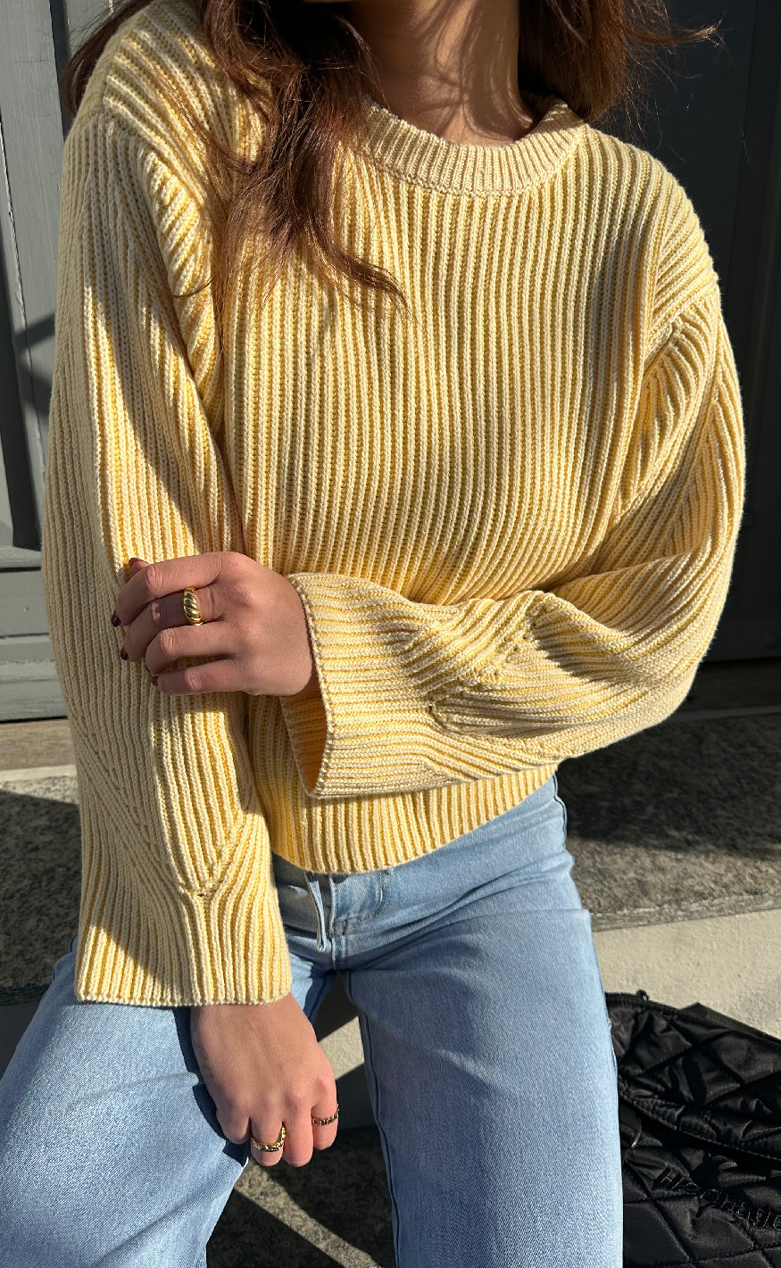 Striktrøje   Colina Jumper   Pastel Yellow fra Moves