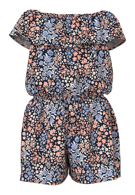 Kortærmet Playsuit Vinaya Dark Sapphire Blomster fra Name It