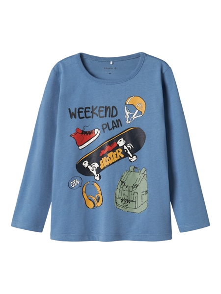 Dino Bluse Plasse Coronet Blue fra Name It