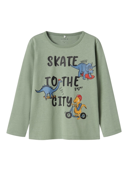 Dino Bluse Plasse Iceberg Green fra Name It