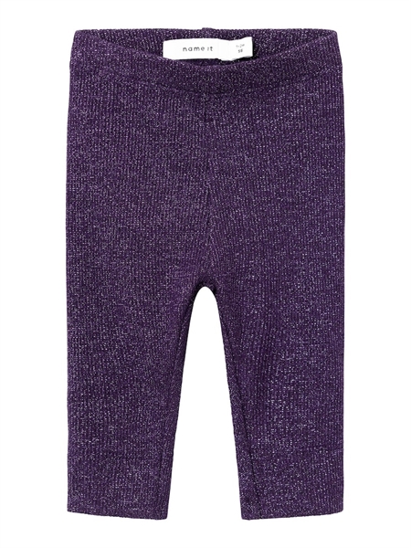 Glimmer Rib Strik Leggings Renza Blackberry Cordial fra Name It