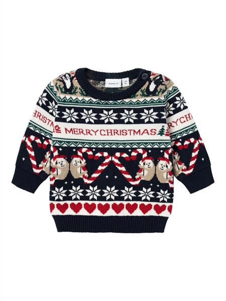 Jule Sweater Rille Dark Sapphire fra Name It
