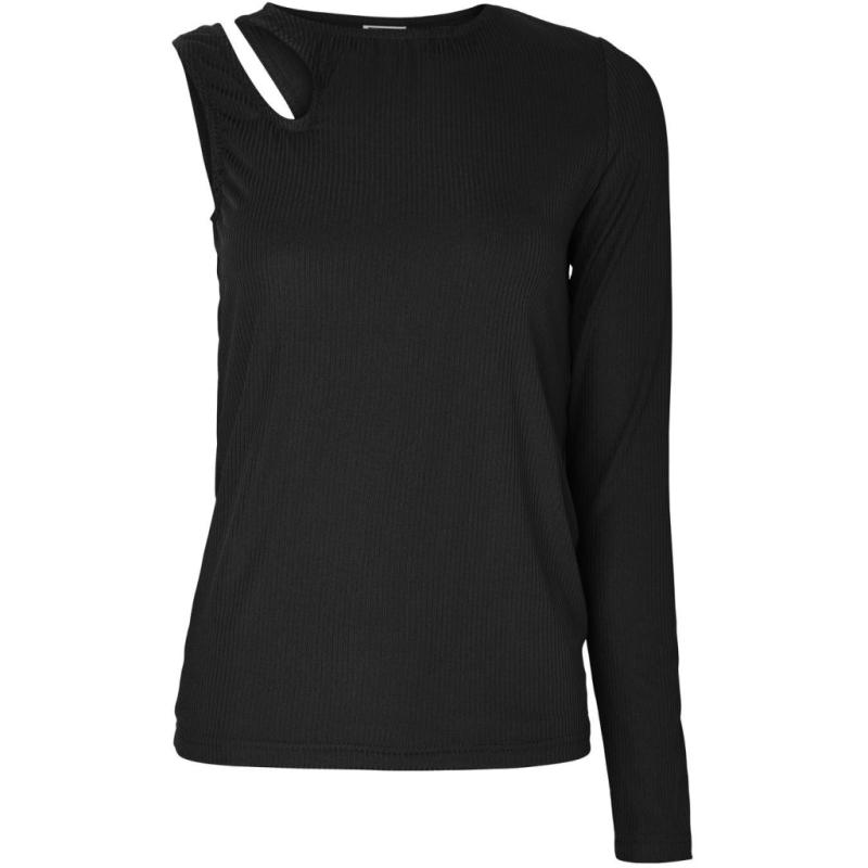 Nmbuster L S One Shoulder Top Jrs   Black fra Noisy May