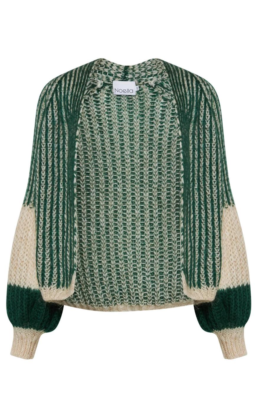 Cardigan   Liana   Beige Bottle Green fra Noella