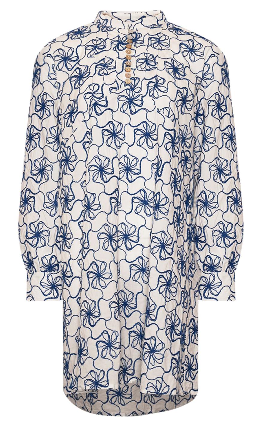 Kjole   Karene   White Blue Combo fra Noella