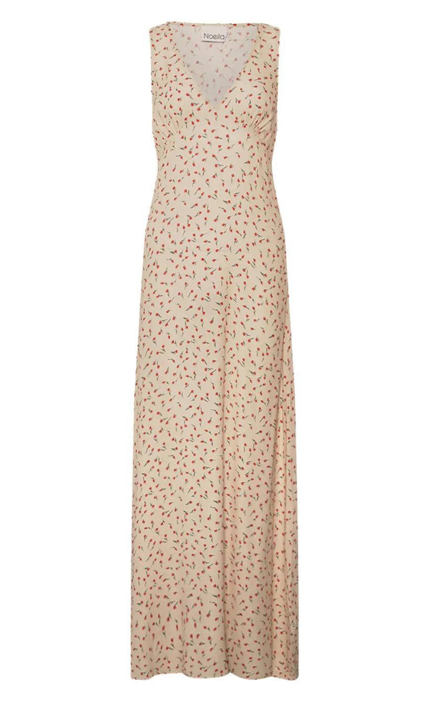 Kjole   Sicily   Cream Red Mini Flower fra Noella