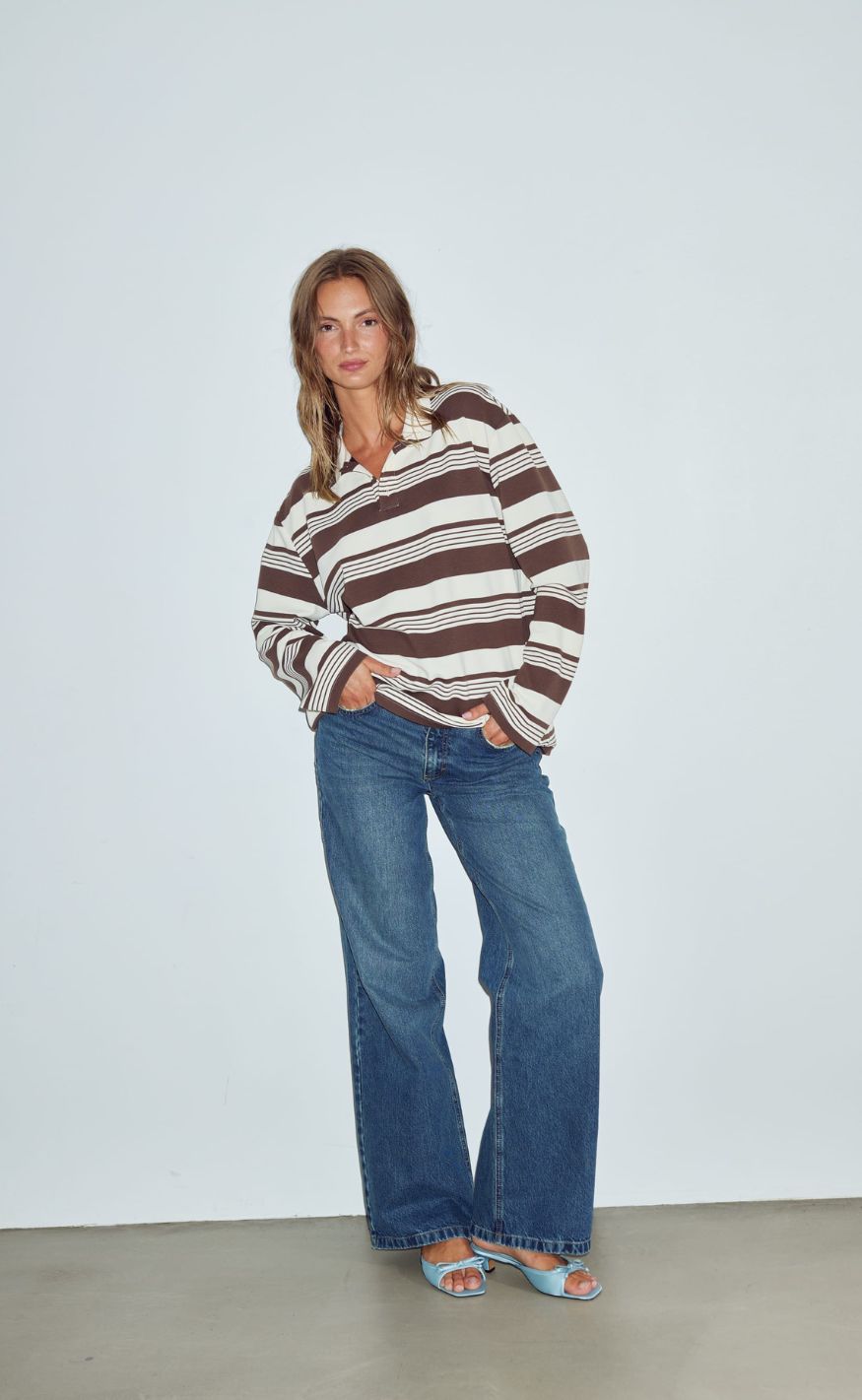 Polo   Lynlee Polo   Brown Offwhite Stripe fra Noella