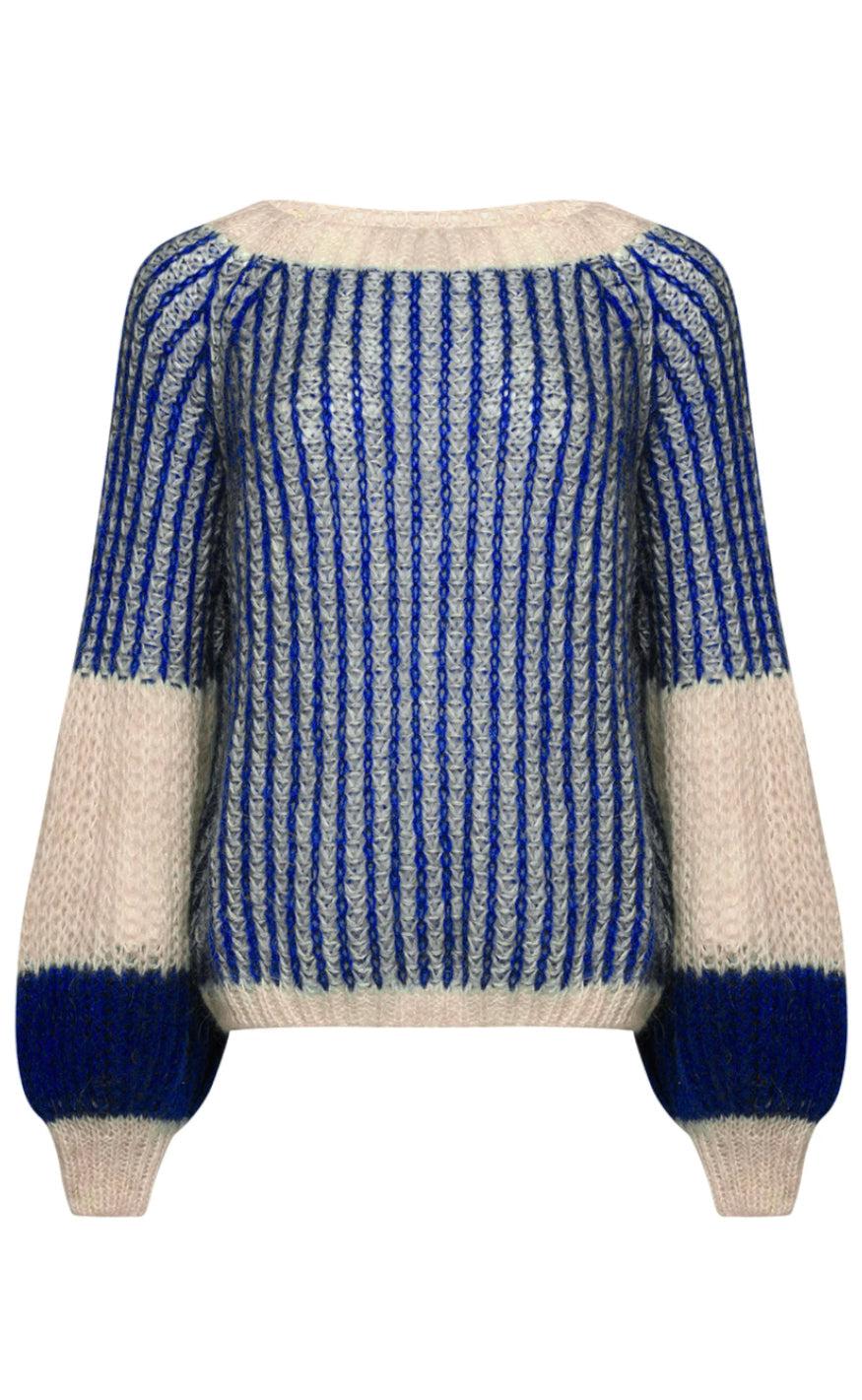 Sweater   Liana   Cream Cobalt Blue fra Noella