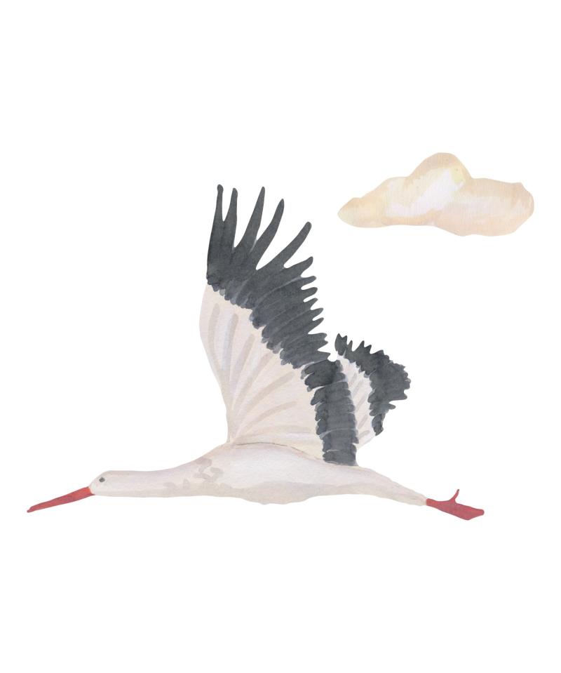 Wallsticker Stork Small   Multi fra That's Mine