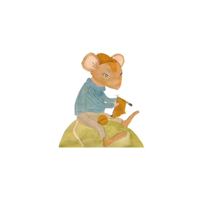 Wallsticker Ella The Knitter   Brown fra That's Mine