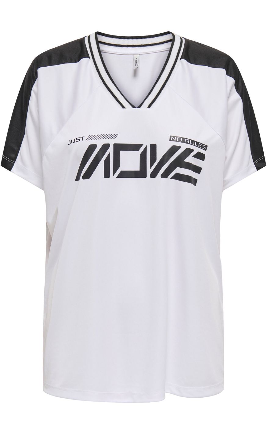 Bluse   Bella Sport V Neck   Bright White Move In Black fra Only