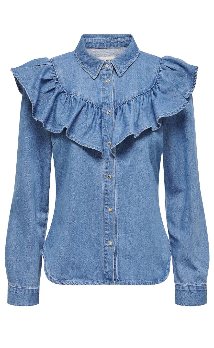 Bluse Indigo Medium Blue Denim fra Only