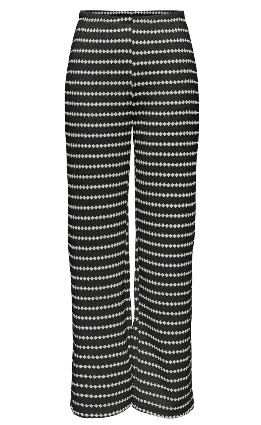 Bukser   Eva Stripe   Black Cloud Dancer fra Only