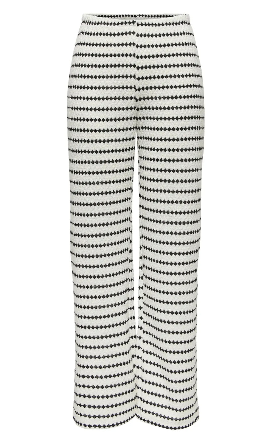 Bukser Eva Stripe Cloud Dancer Black fra Only