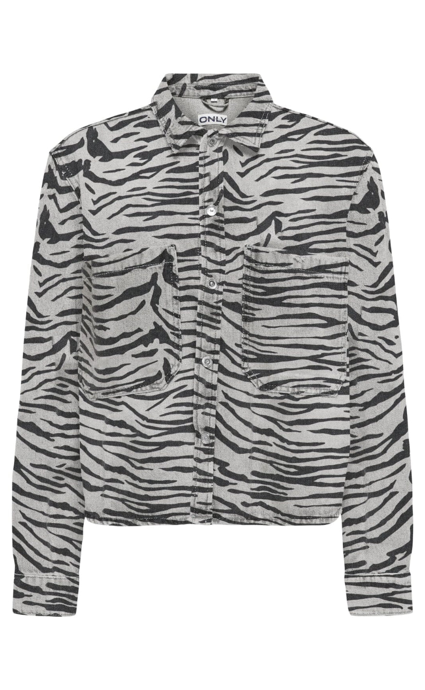 Jakke   Cassie   Light Grey Denim Zebra fra Only