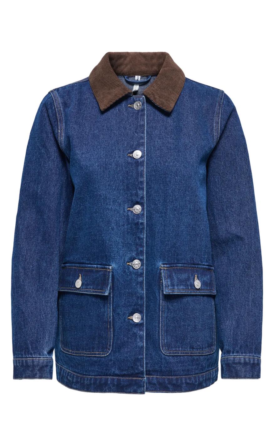 Jakke   Frankie Ls   Dark Blue Denim fra Only