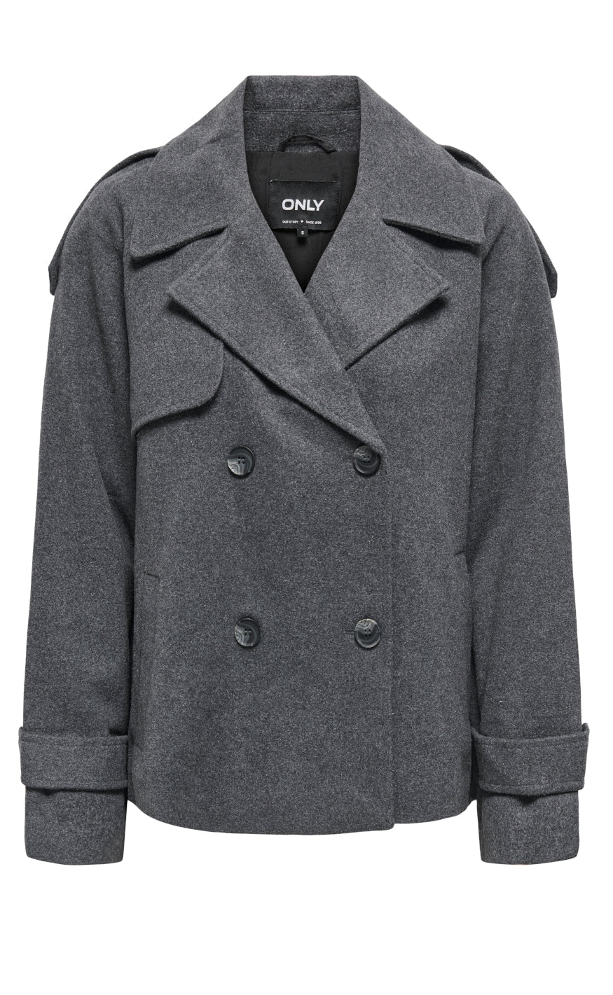 Jakke   Maisy Wool Life   Dark Grey Melange fra Only