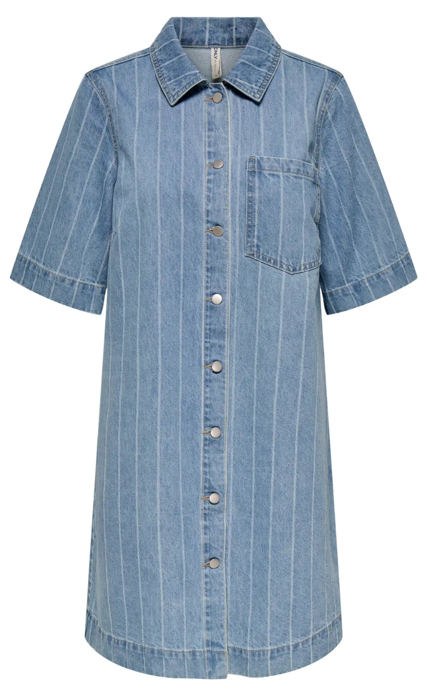 Kjole Asta Light Blue Denim Stripe fra Only