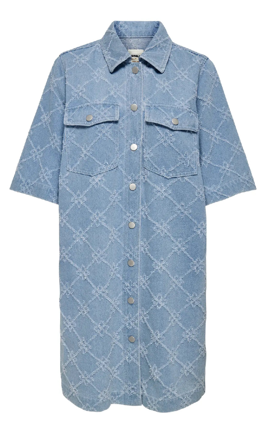 Kjole Belle Print Light Blue Denim fra Only