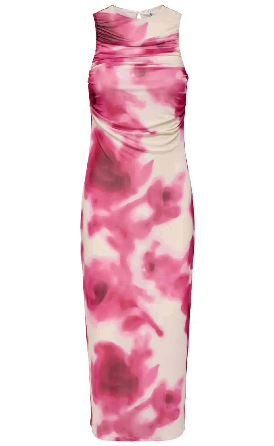 Kjole Paris Cloud Dancer Sunne Flowers fra Only
