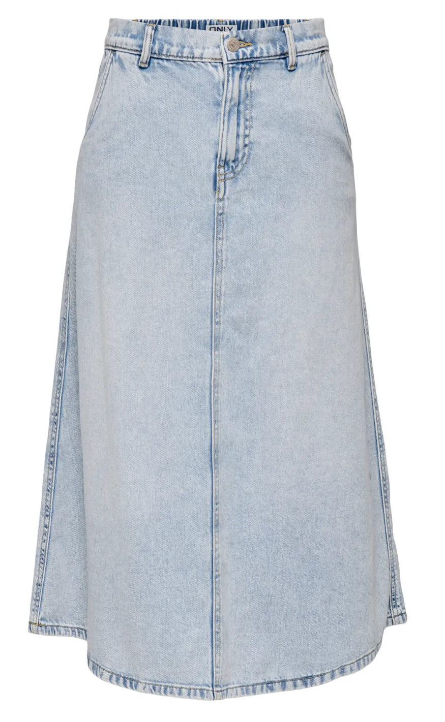 Nederdel Mindy Light Blue Denim fra Only