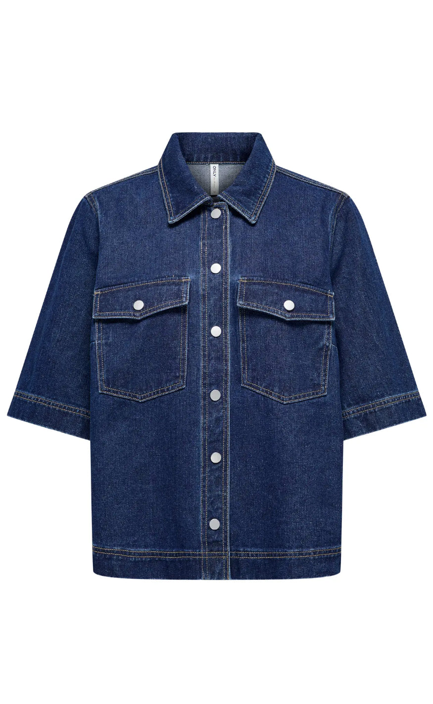 Skjorte   Belle   Dark Blue Denim fra Only