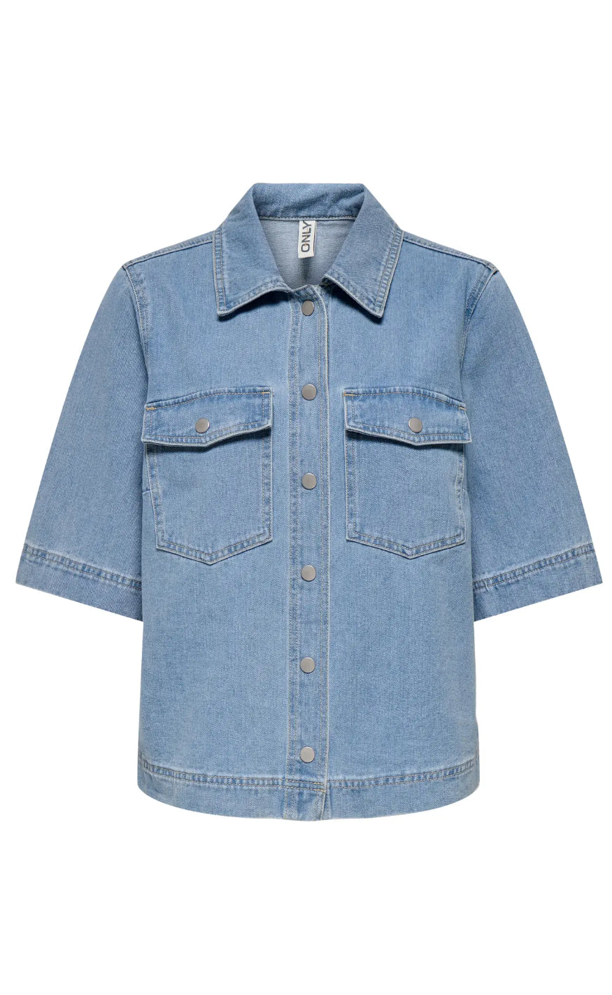 Skjorte   Belle   Light Blue Denim fra Only